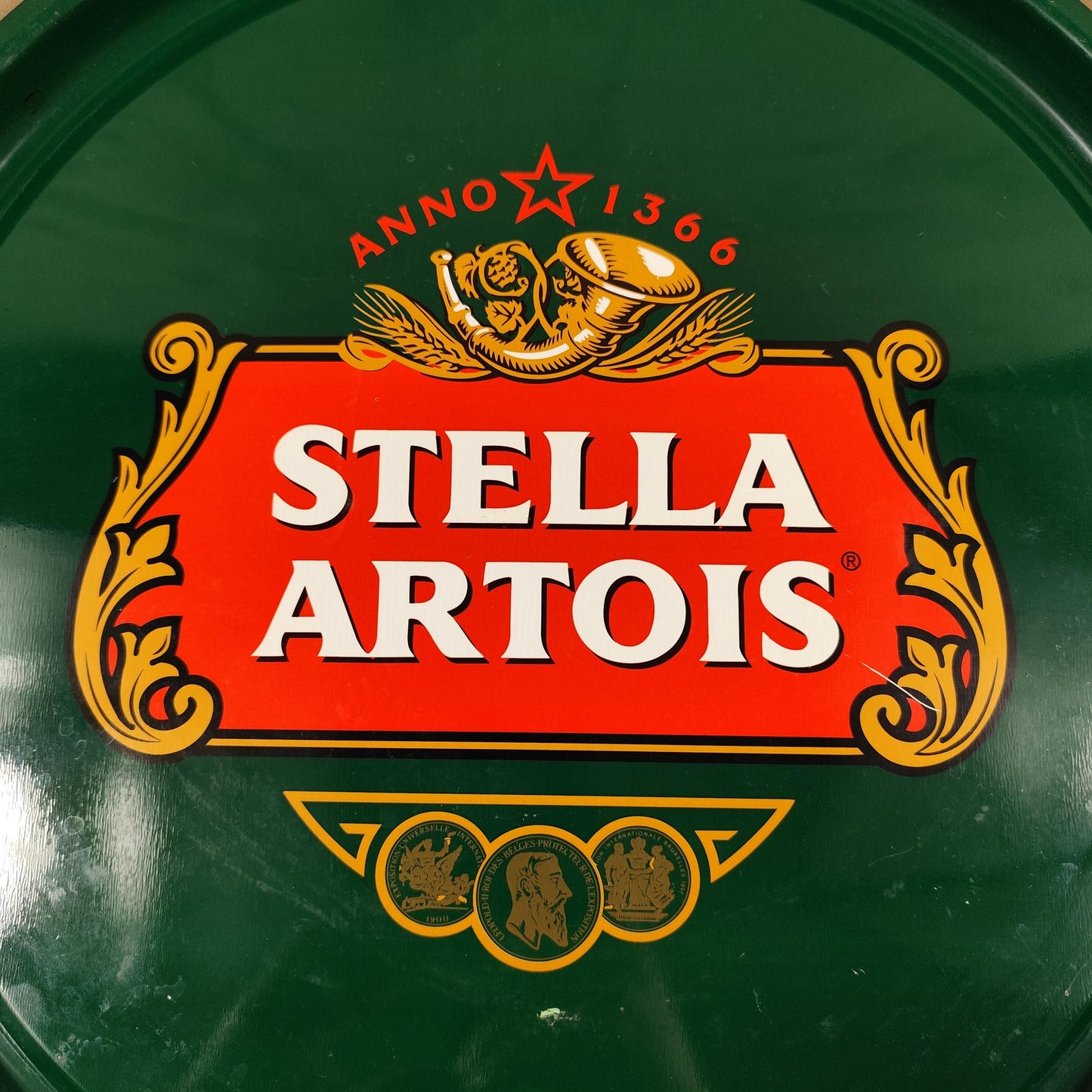 Grand plateau publicitaire Stella Artois Métal vert Anno 1366