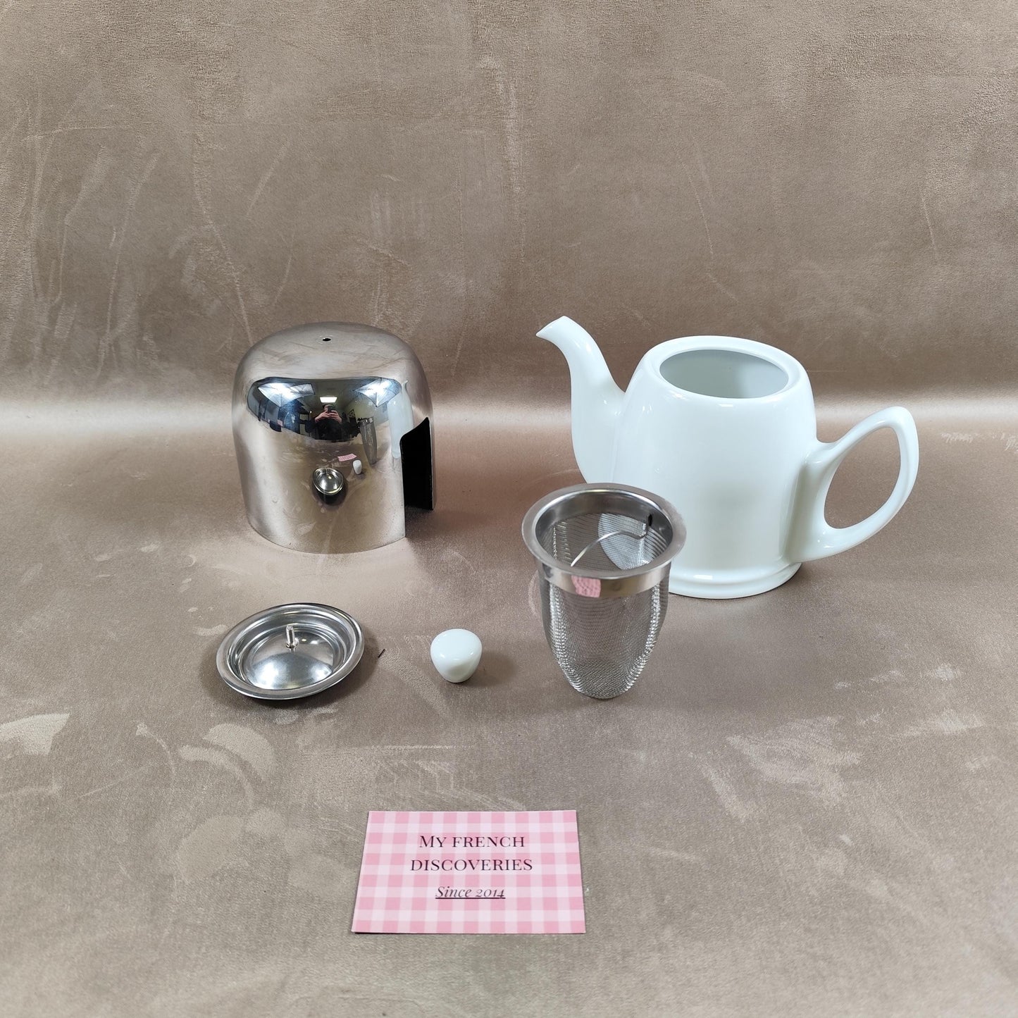 Théière Degrenne Salam en porcelaine et inox Modèle iconique France