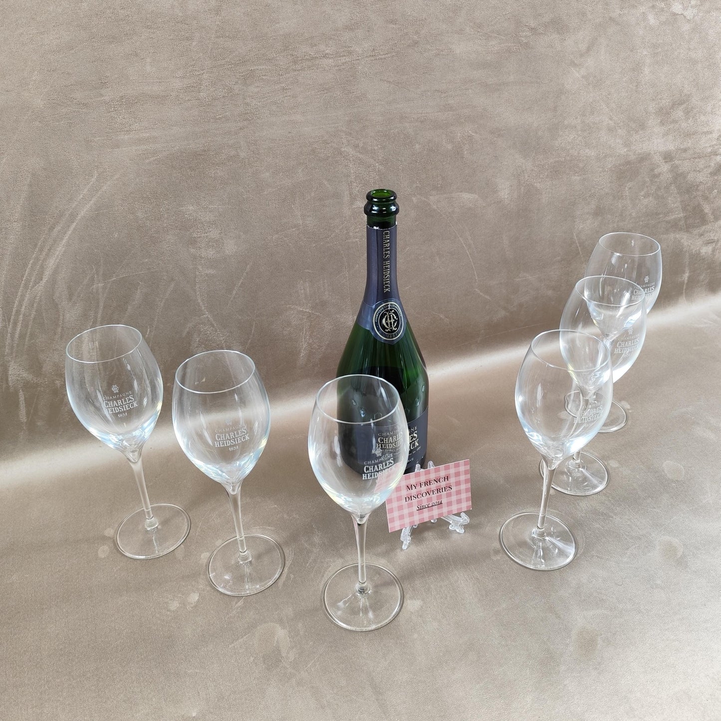 Ensemble de 6 flûtes à champagne Charles Heidsieck Verres publicitaires France