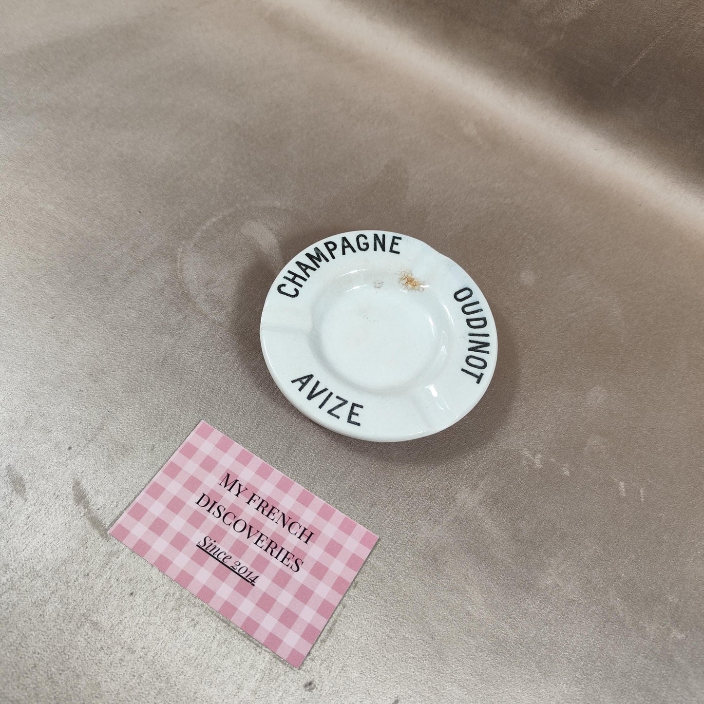 Cendrier publicitaire Champagne Oudinot Avize en porcelaine KG Lunéville France