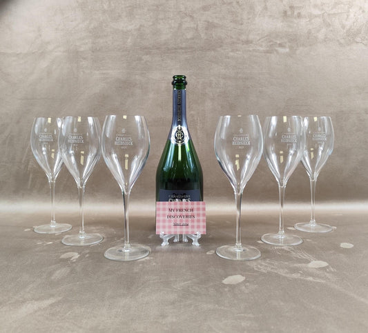 Ensemble de 6 flûtes à champagne Charles Heidsieck Verres publicitaires France