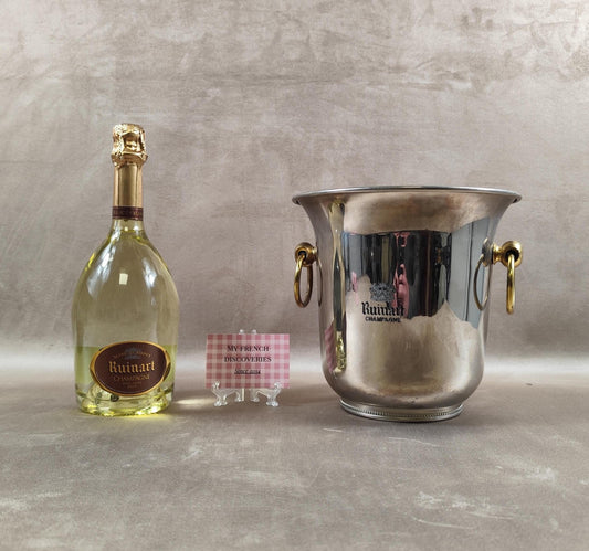 Seau à champagne Ruinart en inox Modèle professionnel Anses dorées