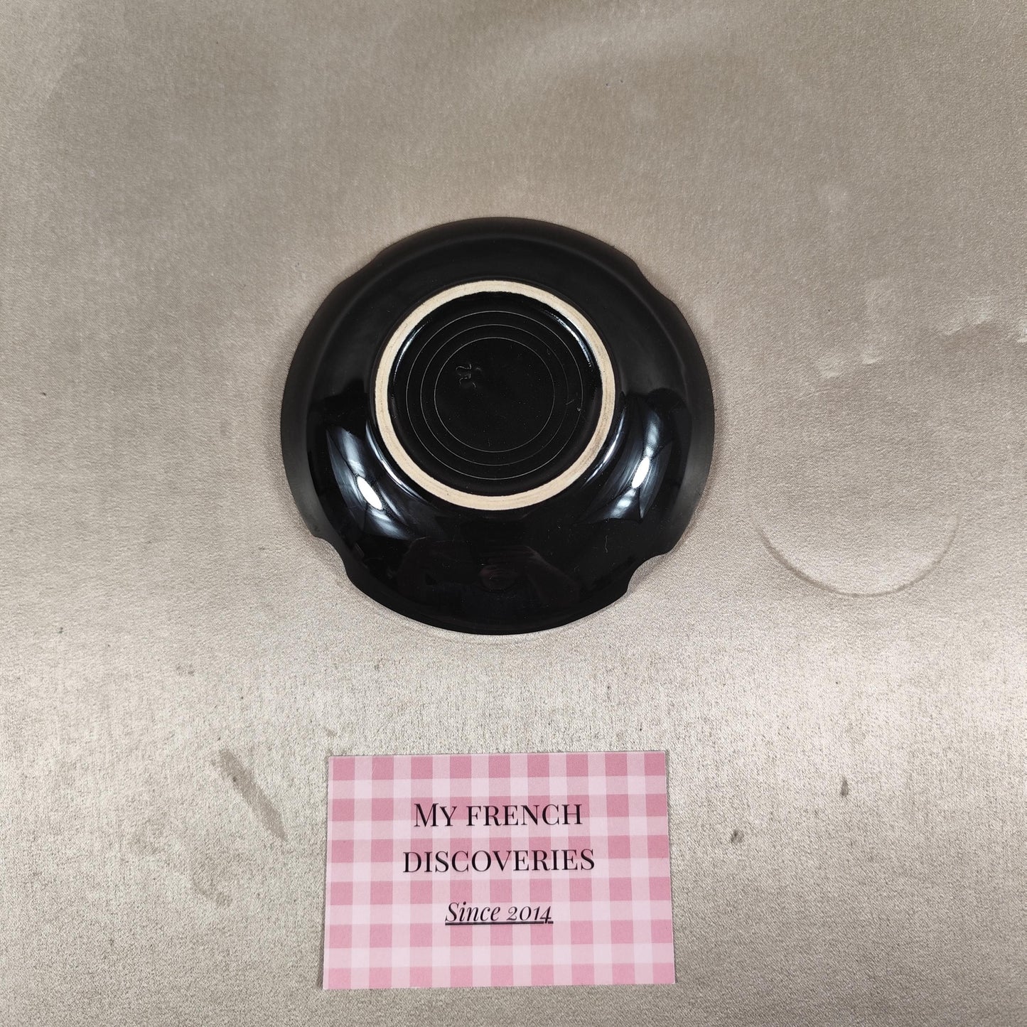 Cendrier publicitaire Compteurs Vaudrey en céramique noire  Reims