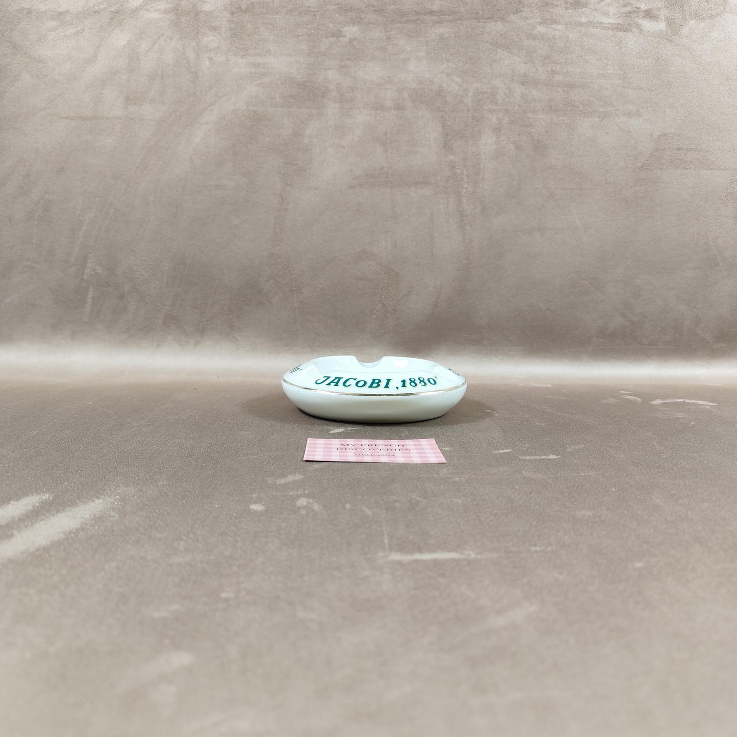 Cendrier publicitaire Jacobi 1880 Céramique blanche vintage