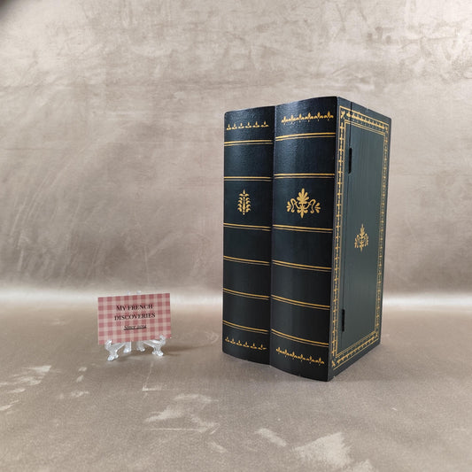 Boîte secrète en forme de livres anciens Coffret décoratif noir et doré Rangement dissimulé