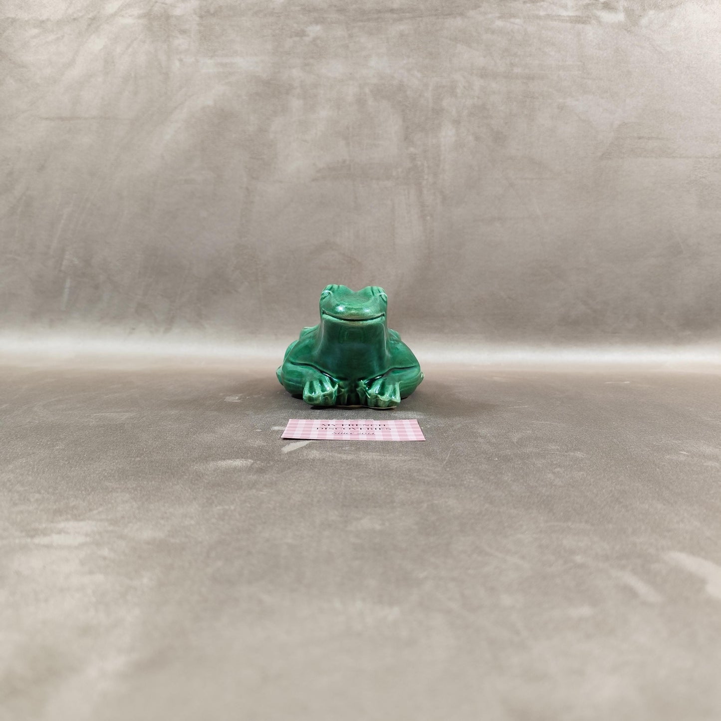 Cendrier publicitaire grenouille LHéritier-Guyot en céramique verte Dijon