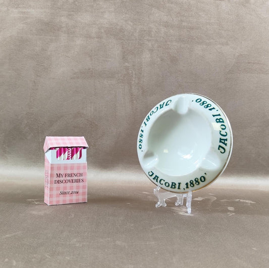 Cendrier publicitaire Jacobi 1880 Céramique blanche vintage