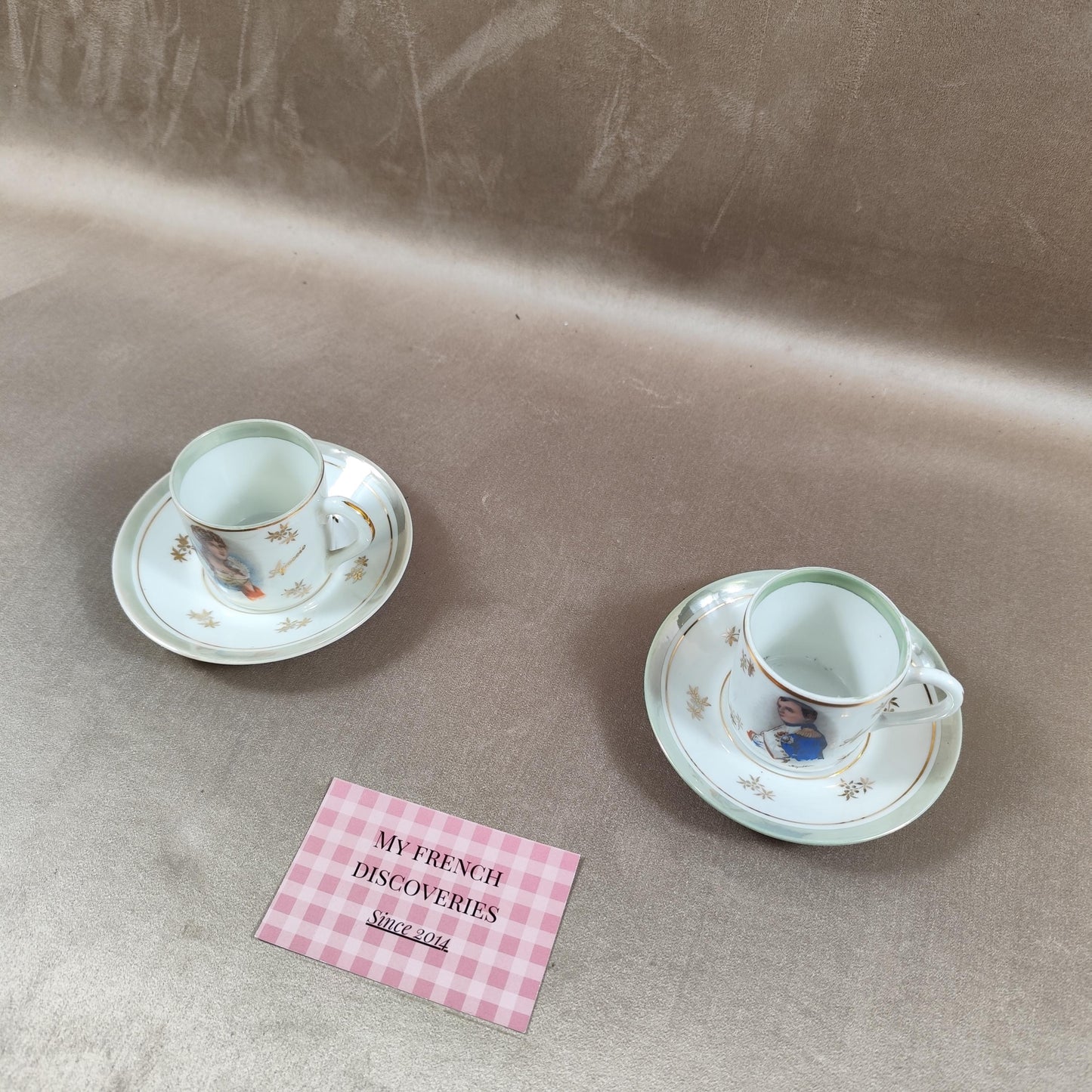 Tasse et soucoupe Napoléon & Joséphine en porcelaine France FD Limoges