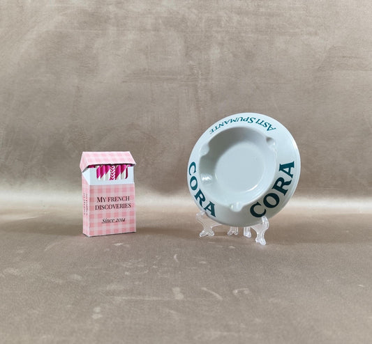 Cendrier publicitaire CORA Asti Spumante Porcelaine blanche Vintage