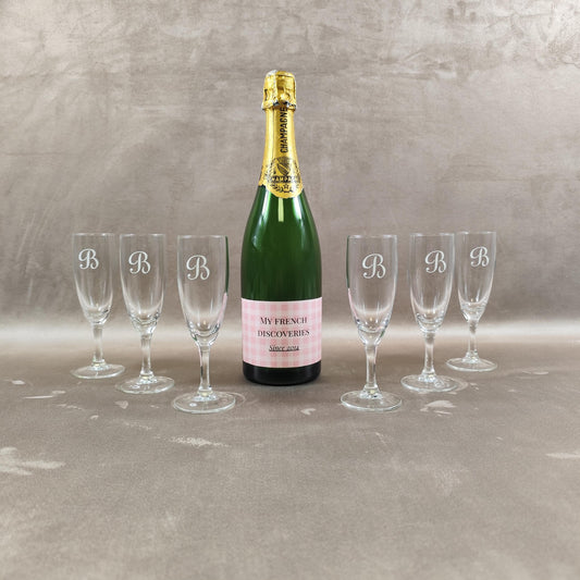 Lot de 6 flûtes à champagne Barancourt en verre Flûtes publicitaires Champagne