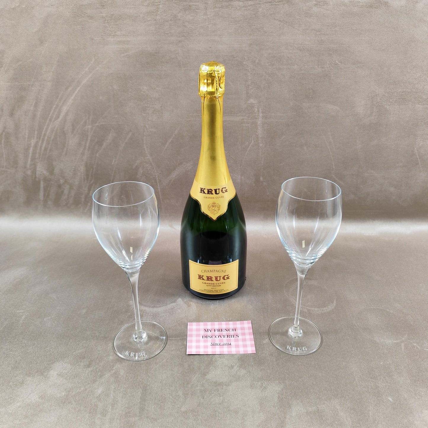 Lot de 2 flûtes à champagne Krug Verres gravés logo Cristal publicitaire