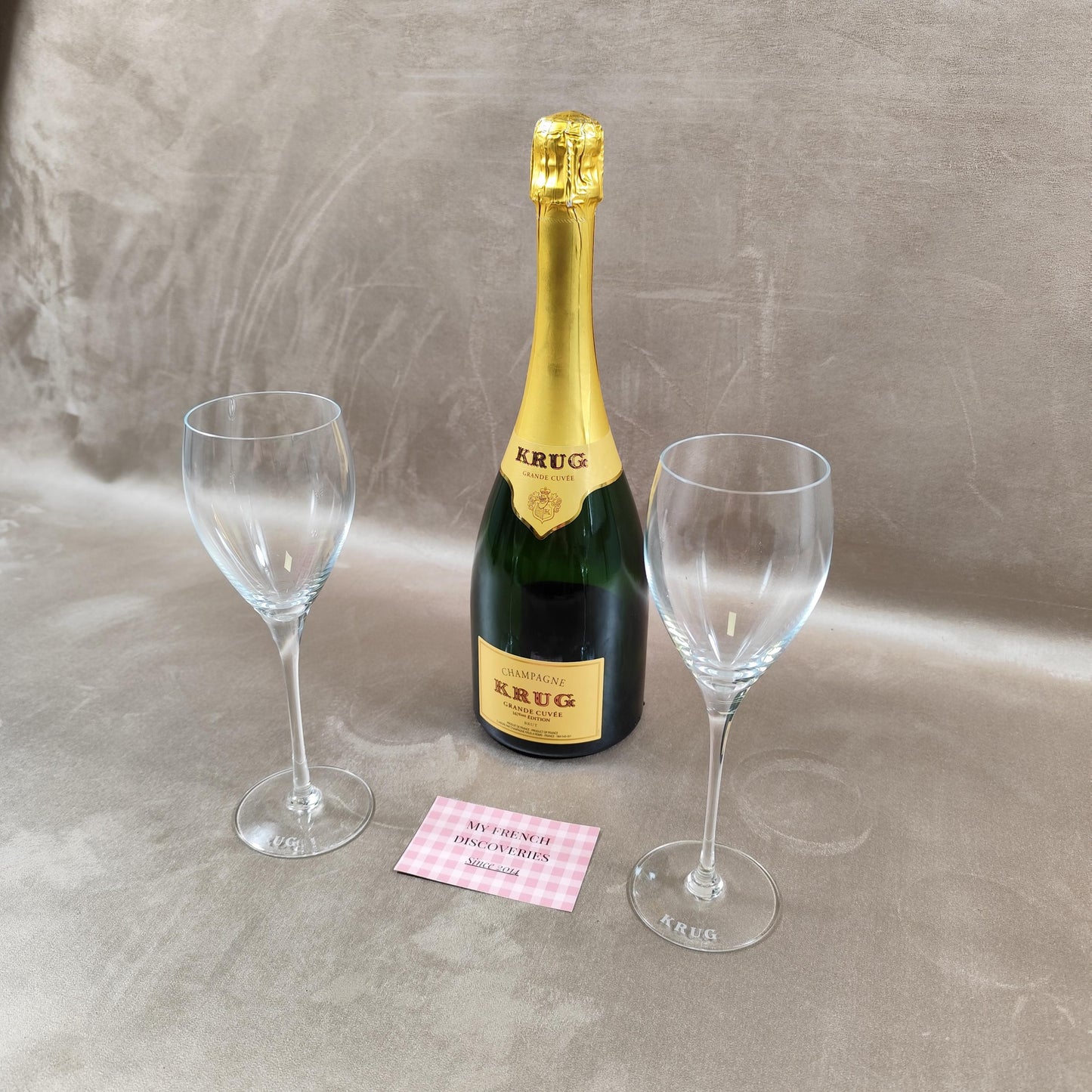 Lot de 2 flûtes à champagne Krug Verres gravés logo Cristal publicitaire