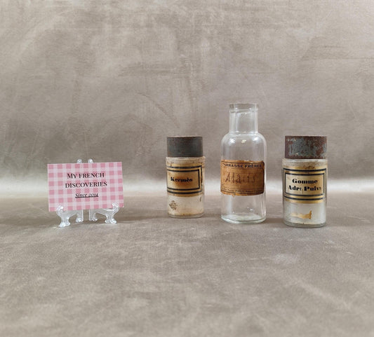 Lot de 3 anciens pots pharmaceutiques en verre Bocaux dapothicaire vintage