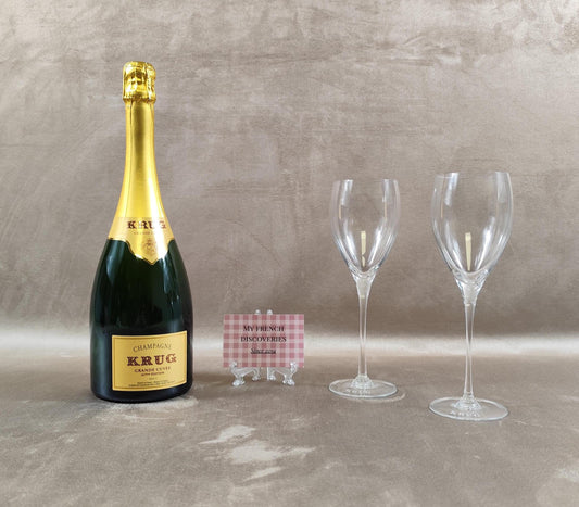 Lot de 2 flûtes à champagne Krug Verres gravés logo Cristal publicitaire