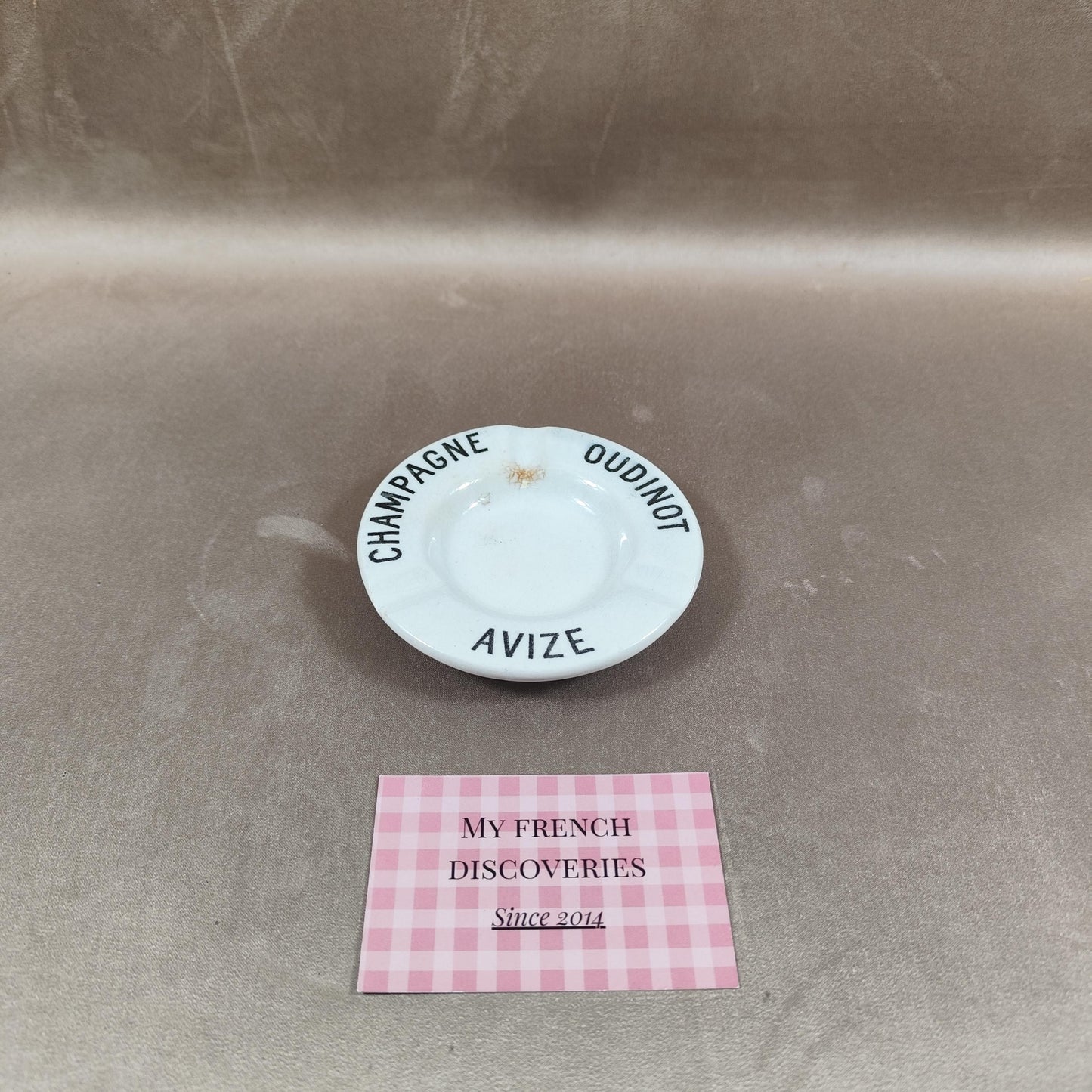 Cendrier publicitaire Champagne Oudinot Avize en porcelaine KG Lunéville France