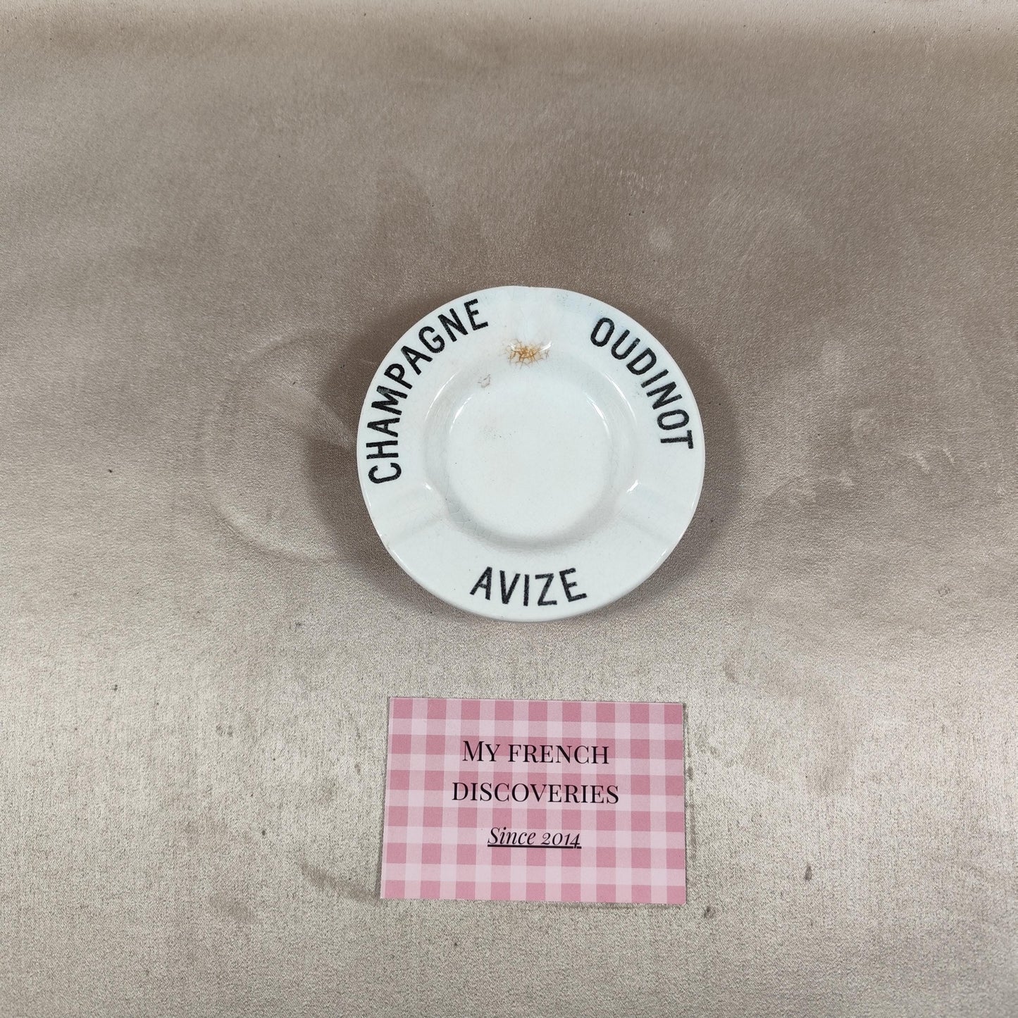 Cendrier publicitaire Champagne Oudinot Avize en porcelaine KG Lunéville France