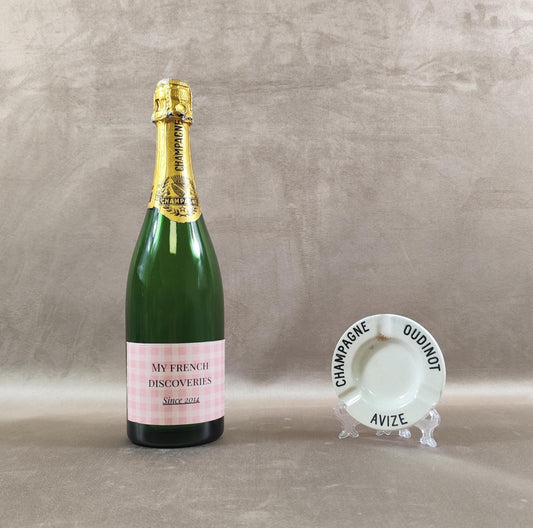 Cendrier publicitaire Champagne Oudinot Avize en porcelaine KG Lunéville France