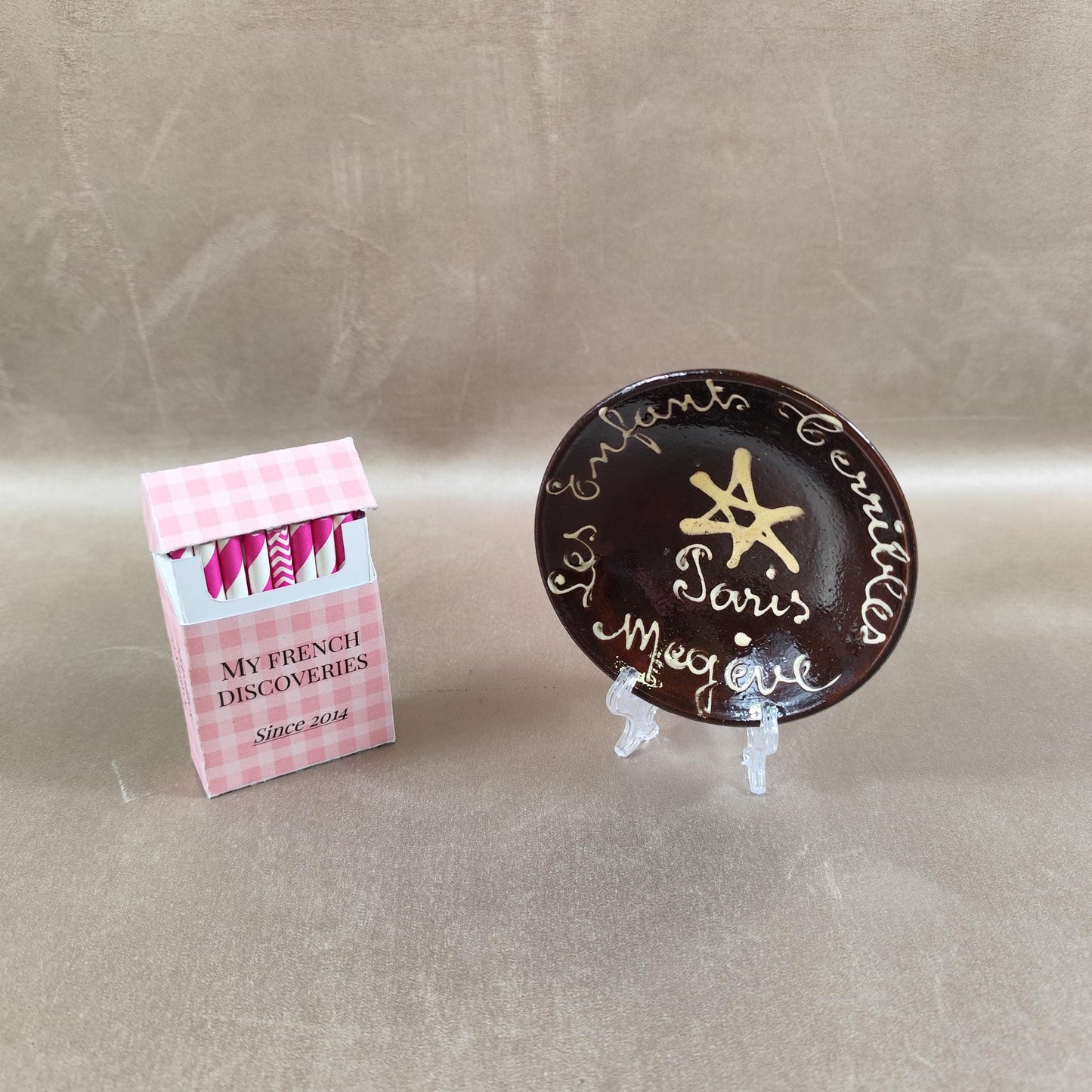 Cendrier Les Enfants Terribles Paris Megève Céramique brune vintage