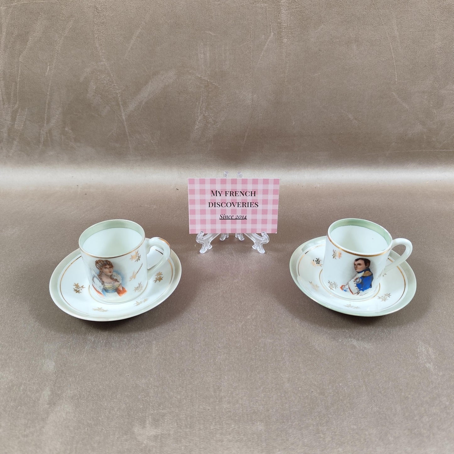 Tasse et soucoupe Napoléon & Joséphine en porcelaine France FD Limoges