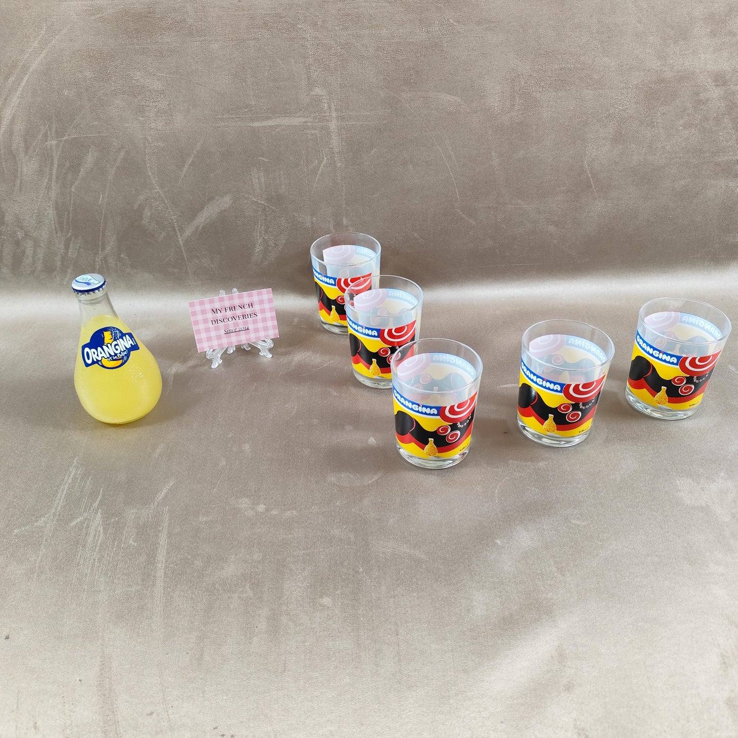 Lot de 5 verres Orangina illustrés par Villemot Verres publicitaires vintage