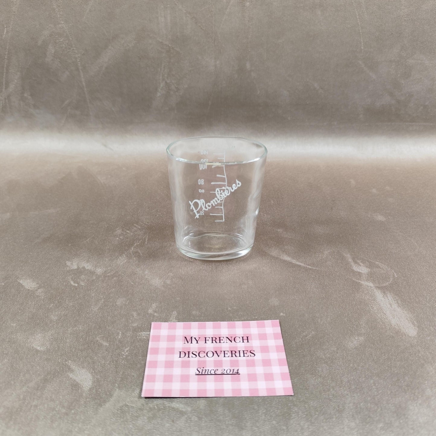Verre de cure Plombières gradué Verre curiste ancien avec étui paille et cuir