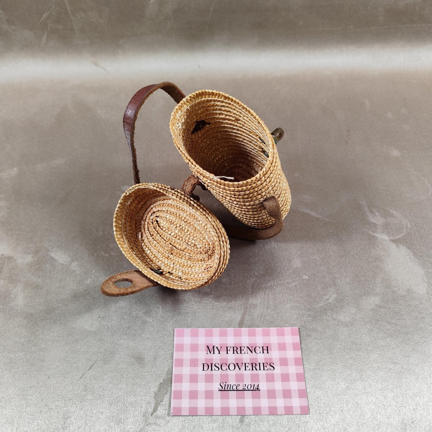 Verre de cure Plombières gradué Verre curiste ancien avec étui paille et cuir