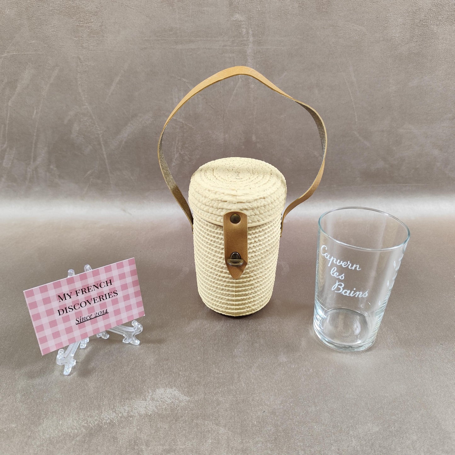 Verre de curiste Capvern les Bains avec étui Verre à cure gradué Vintage