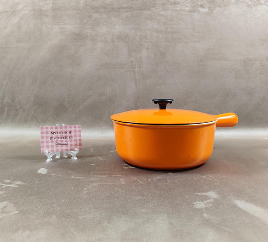 Casserole vintage orange COUSANCES 22 cm Fonte émaillée Made in France