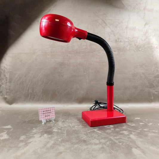 Lampe de bureau vintage rouge années 70 Design italien flexible Métal et plastique