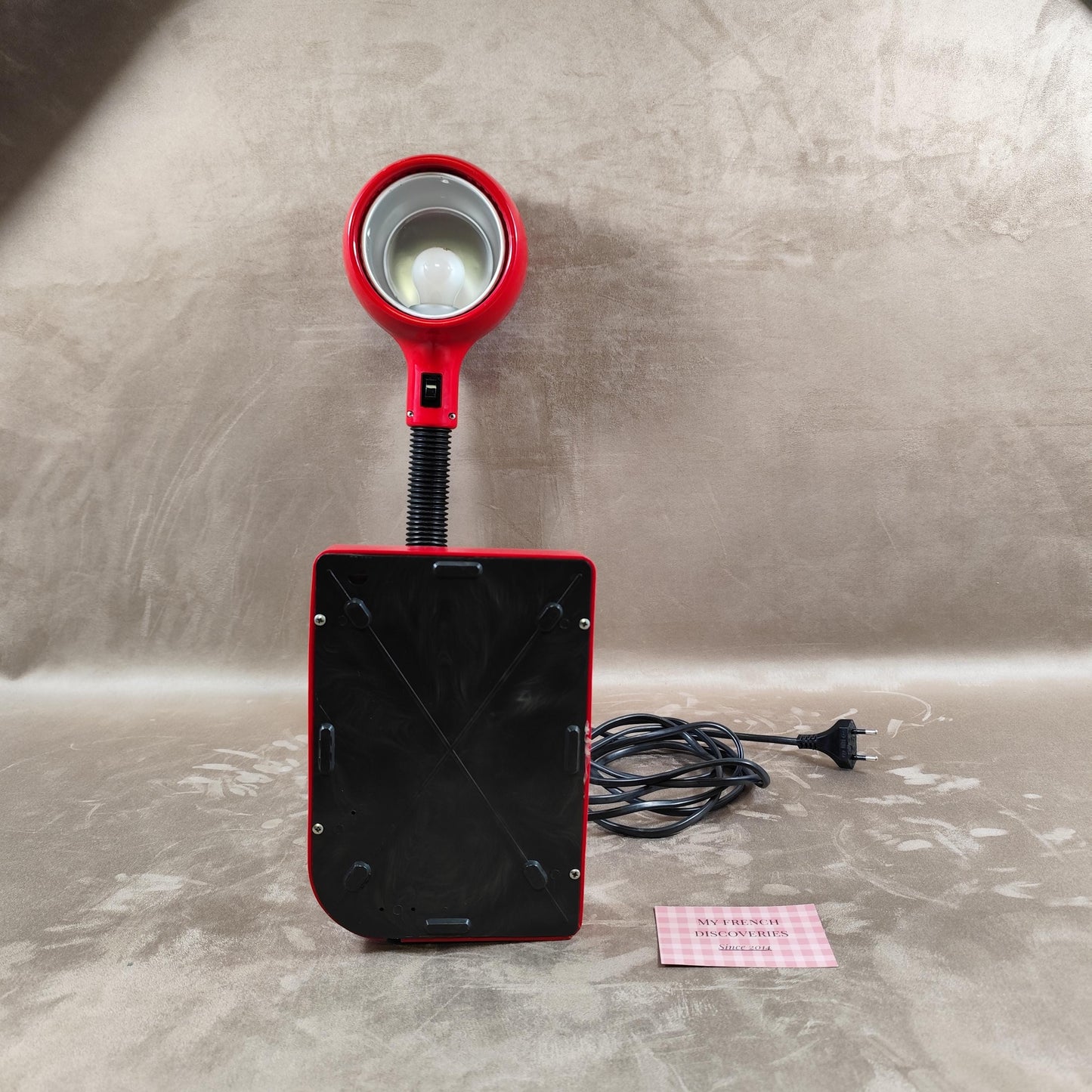 Lampe de bureau vintage rouge années 70 Design italien flexible Métal et plastique