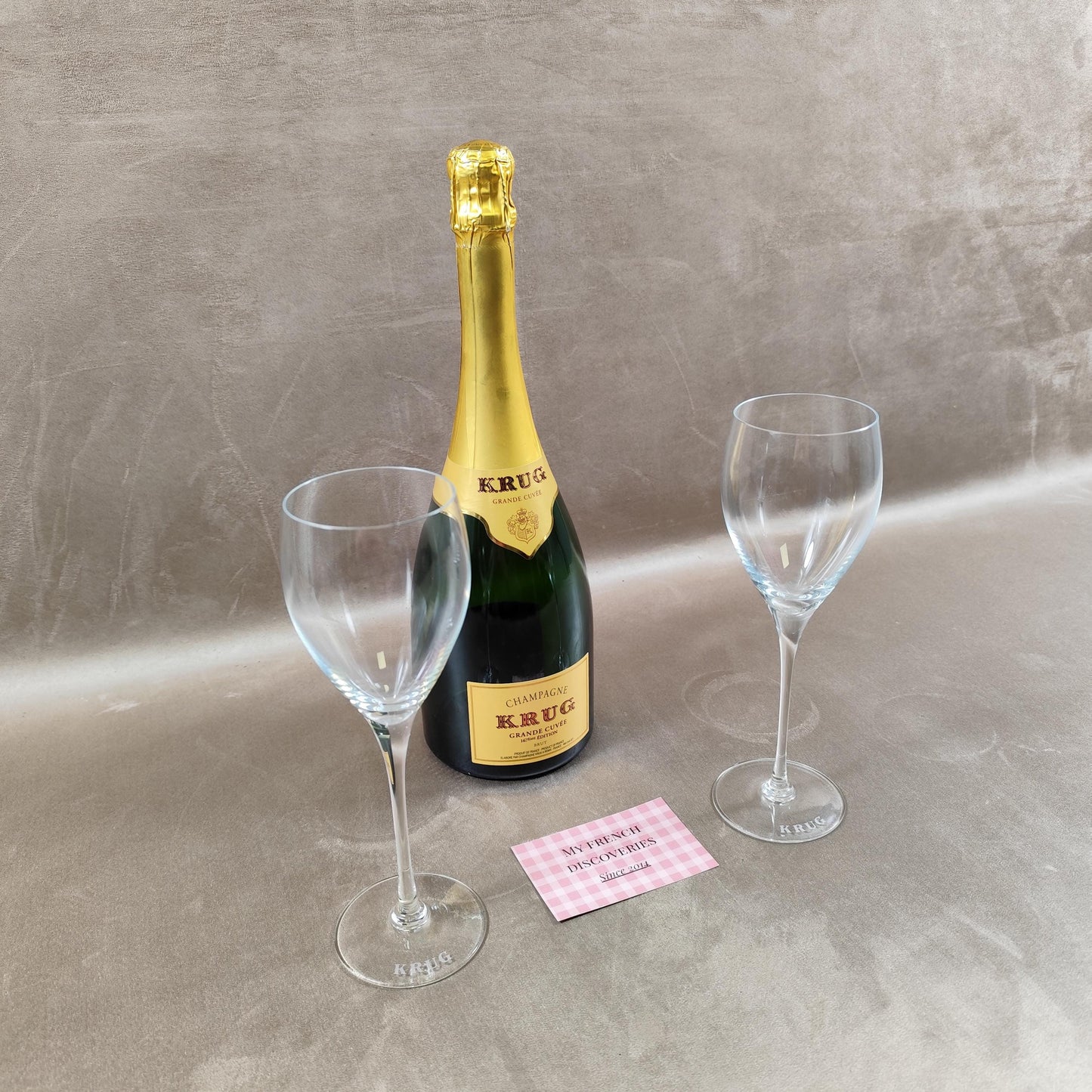 Lot de 2 flûtes à champagne Krug Verres gravés logo Cristal publicitaire