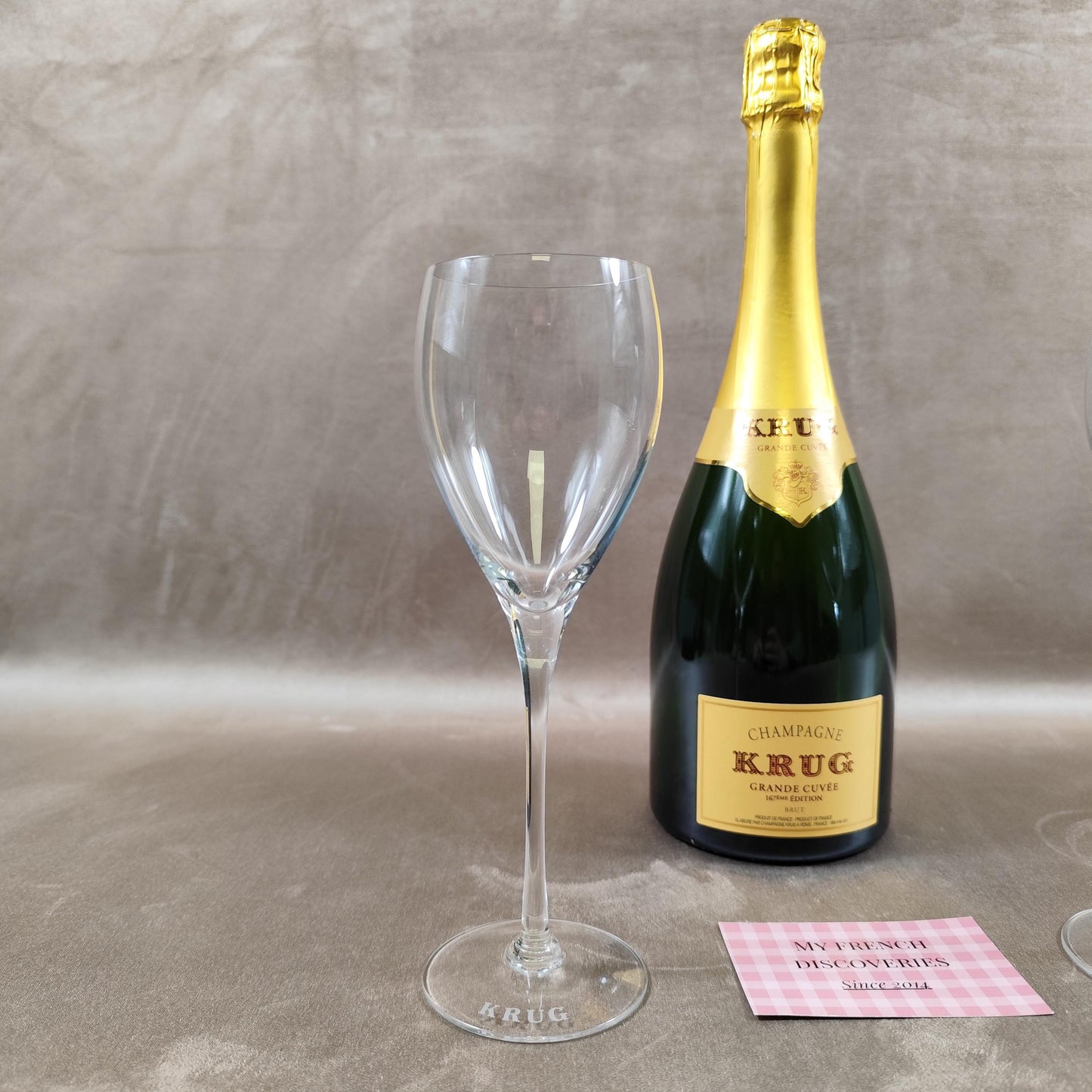 Lot de 2 flûtes à champagne Krug Verres gravés logo Cristal publicitaire