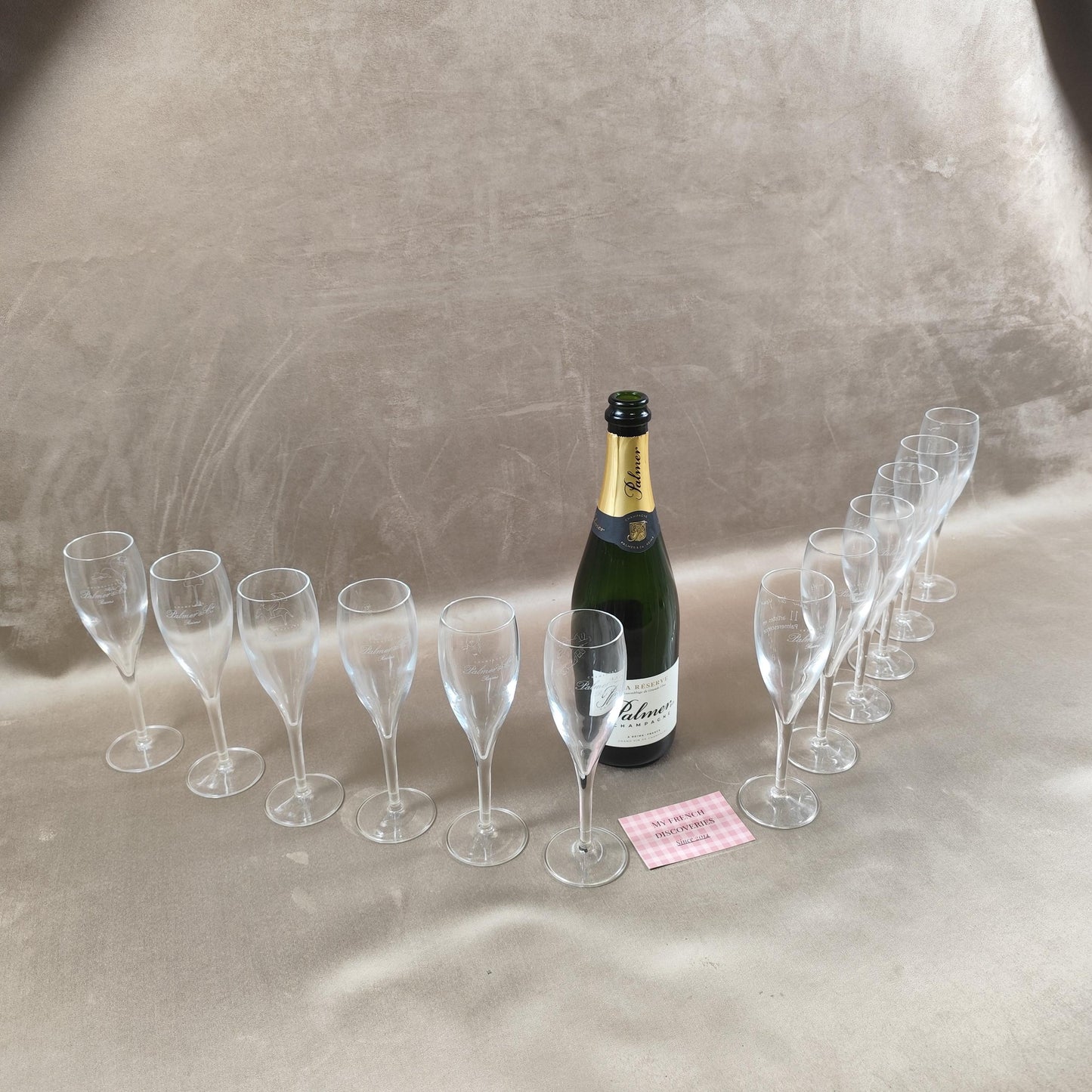 Lot de 12 flûtes à champagne Palmer & Co gravées Édition artistique Palmerescence