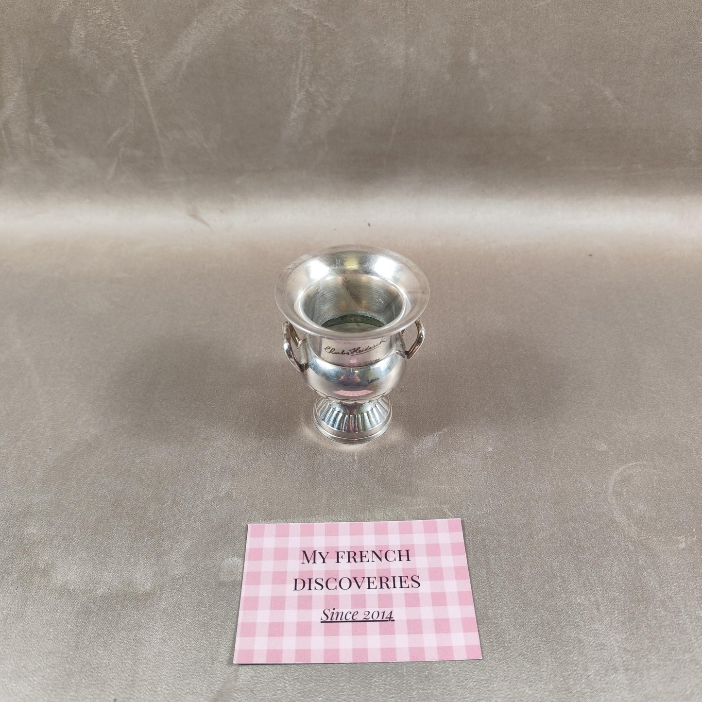 Seau à champagne miniature Charles Heidsieck en métal argenté Rafraîchisseur vintage