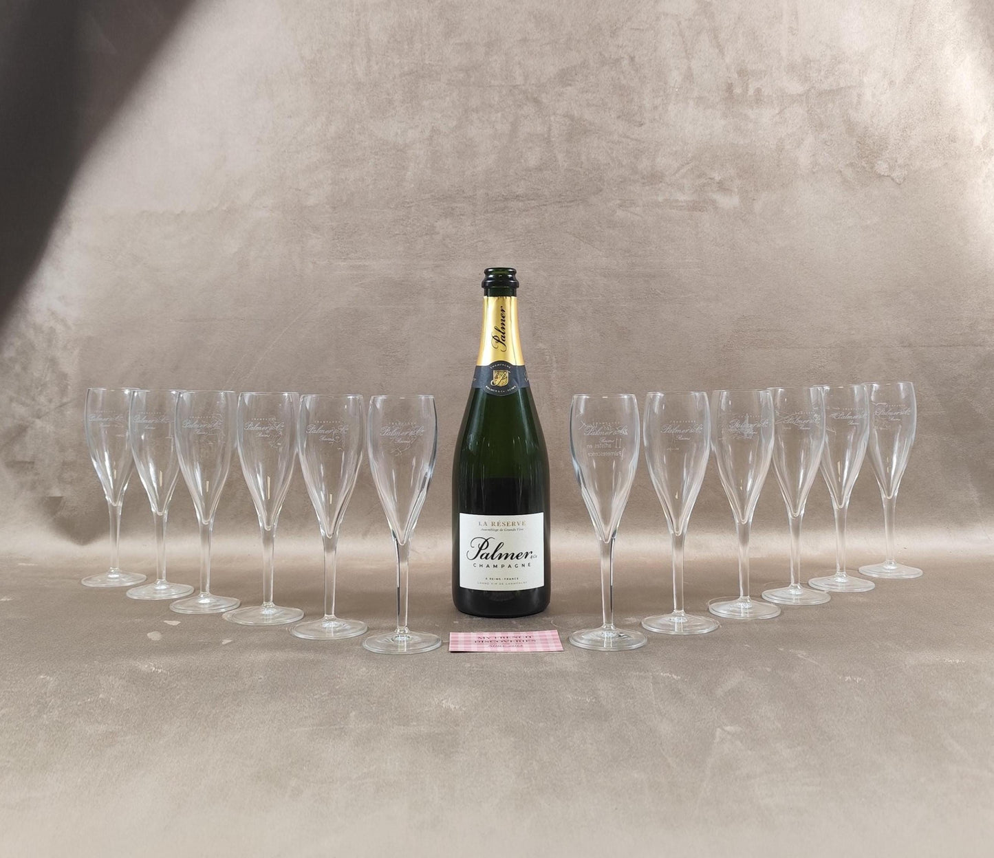 Lot de 12 flûtes à champagne Palmer & Co gravées Édition artistique Palmerescence