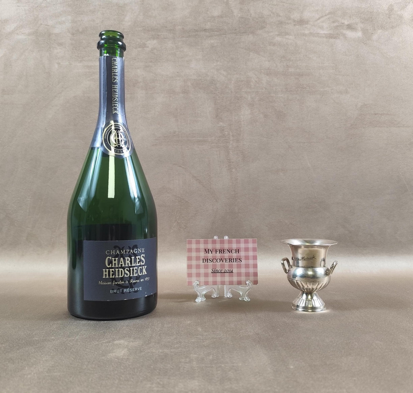 Seau à champagne miniature Charles Heidsieck en métal argenté Rafraîchisseur vintage
