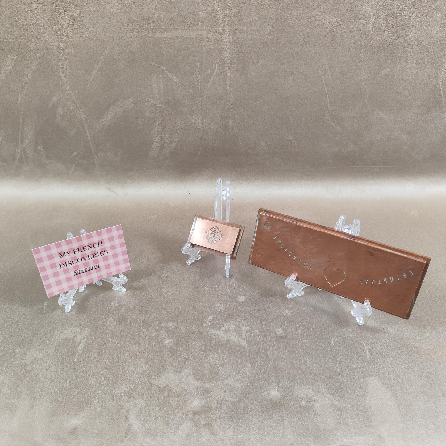 Matrices dimpression anciennes pour étiquettes de Champagne Plaques cuivre gravées