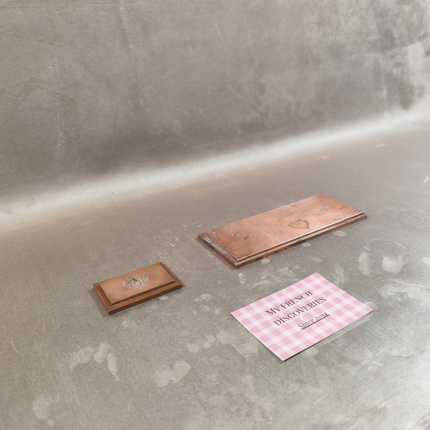 Matrices dimpression anciennes pour étiquettes de Champagne Plaques cuivre gravées