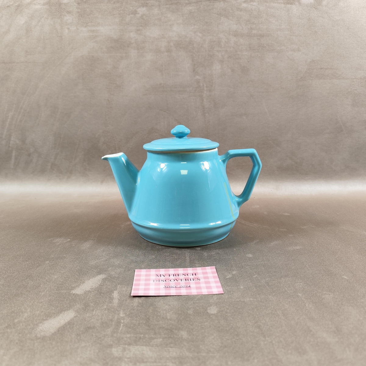 Théière vintage RIO turquoise  céramique émaillée design rétro