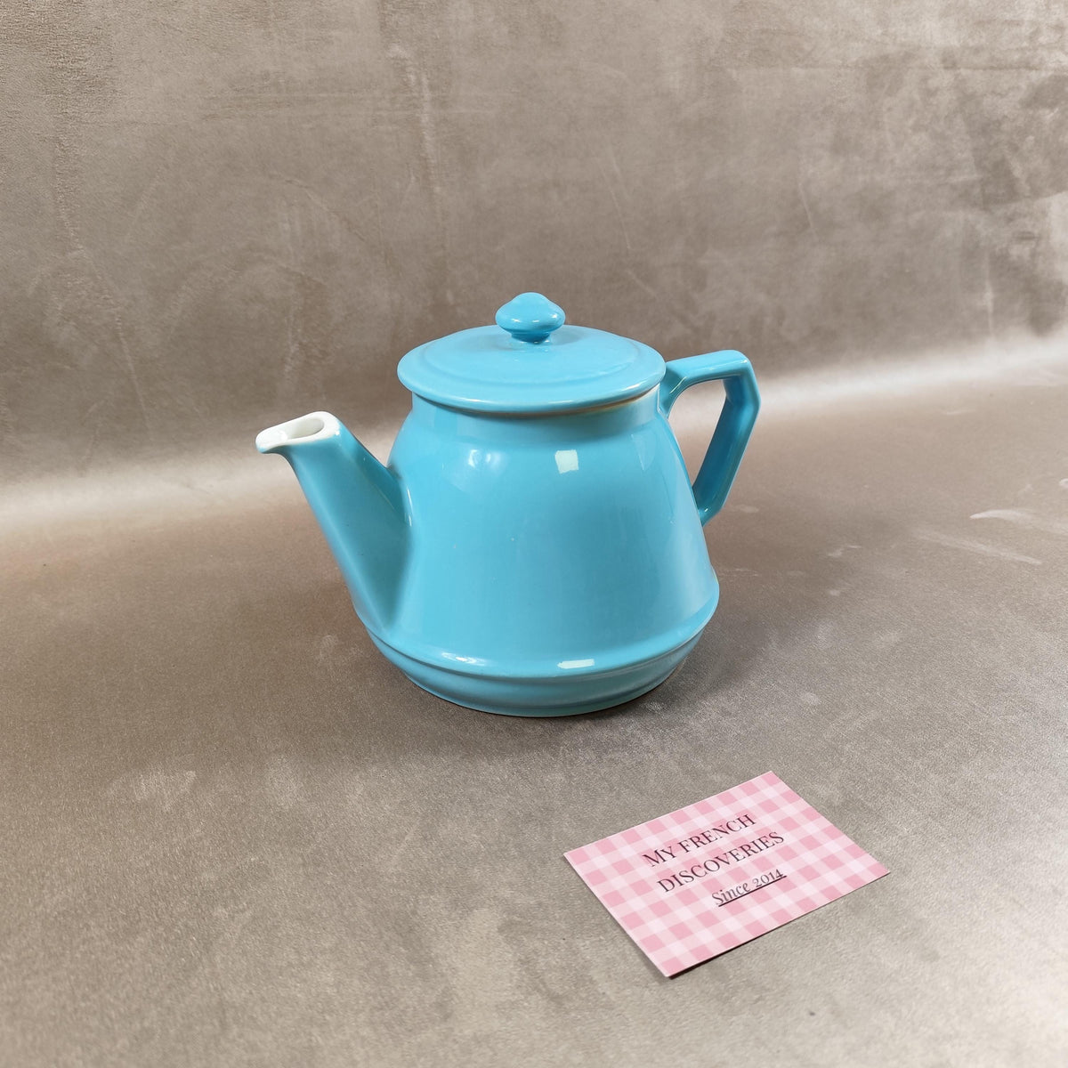 Théière vintage RIO turquoise  céramique émaillée design rétro