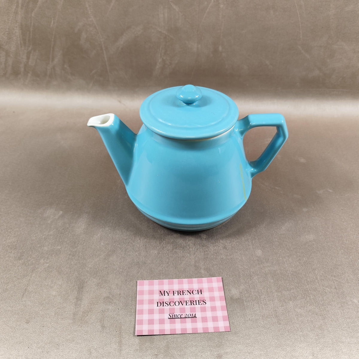 Théière vintage RIO turquoise  céramique émaillée design rétro