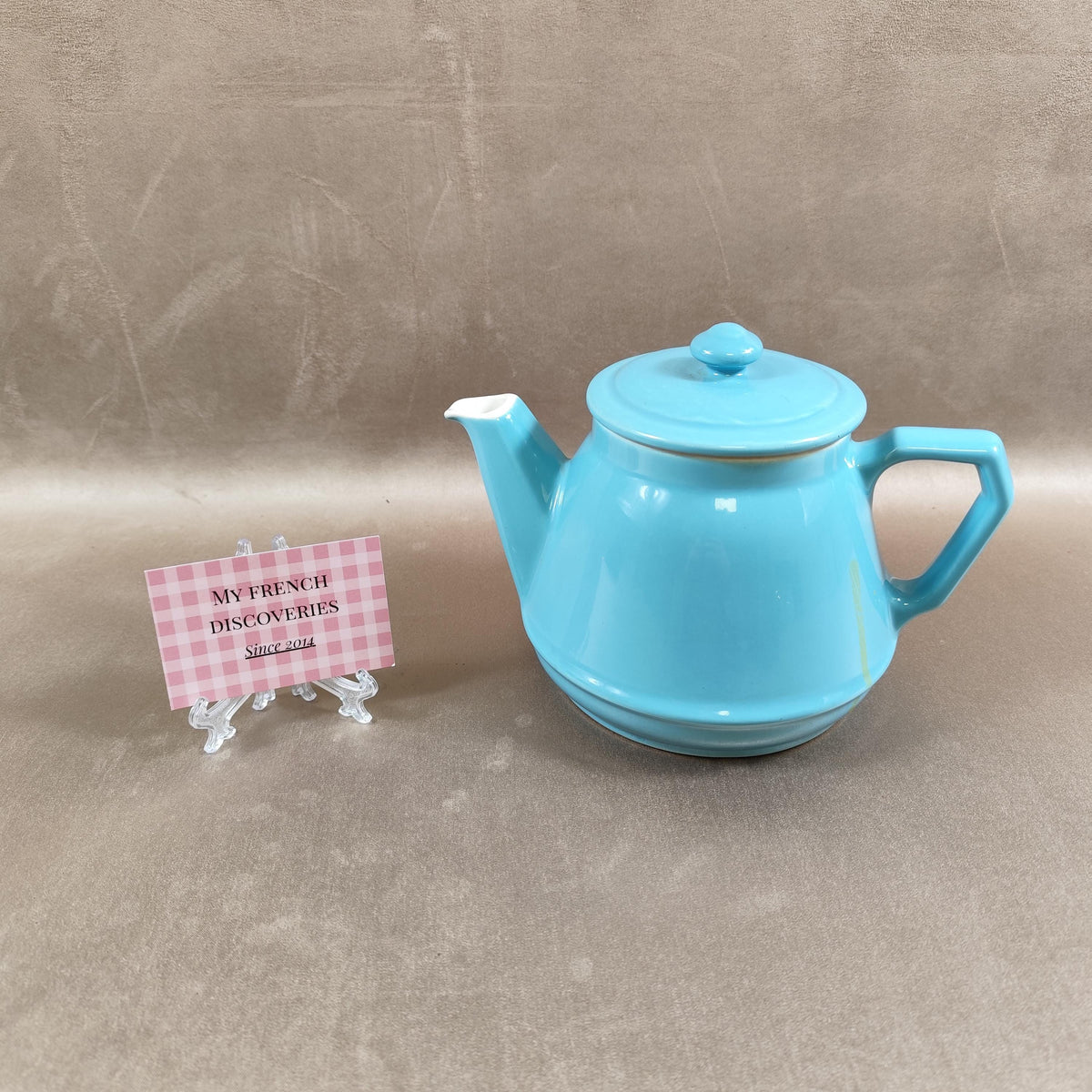 Théière vintage RIO turquoise  céramique émaillée design rétro