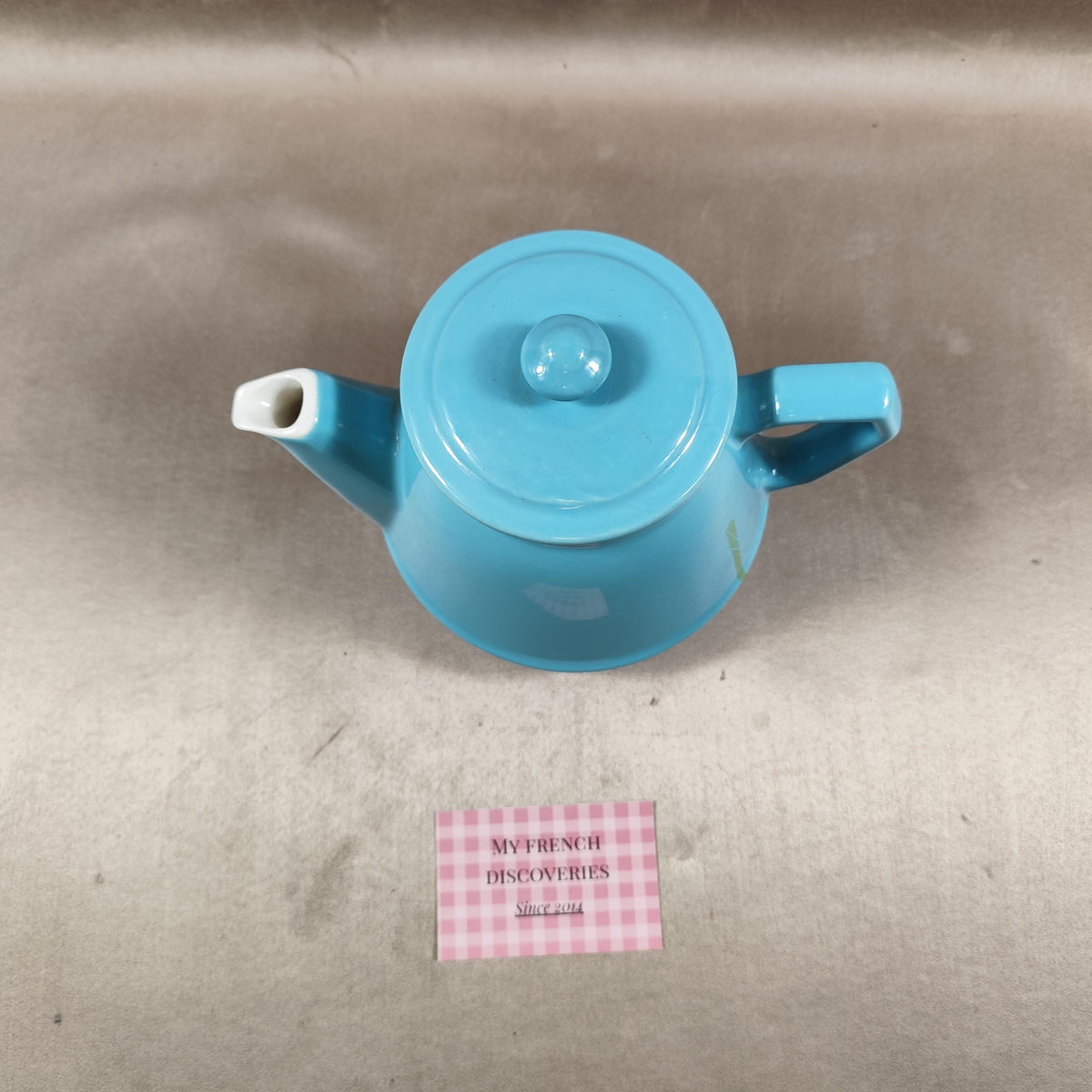 Théière vintage RIO turquoise  céramique émaillée design rétro