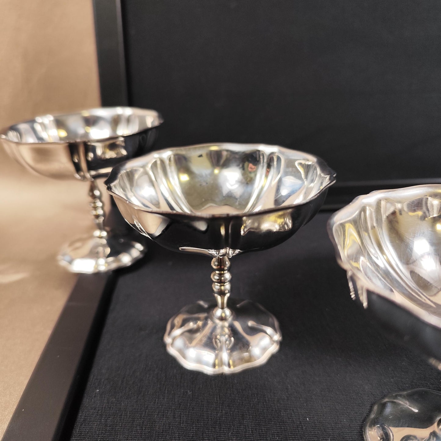 Lot de 6 coupes à glace vintage en inox Coupes dessert sur pied Art de la table