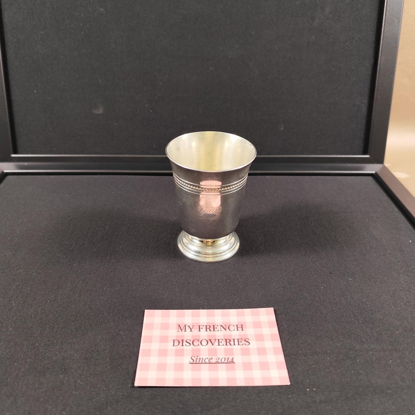 Timbale Christofle en métal argenté gravée Anaïs Gobelet enfant vintage
