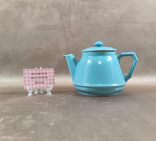 Théière vintage RIO turquoise  céramique émaillée design rétro
