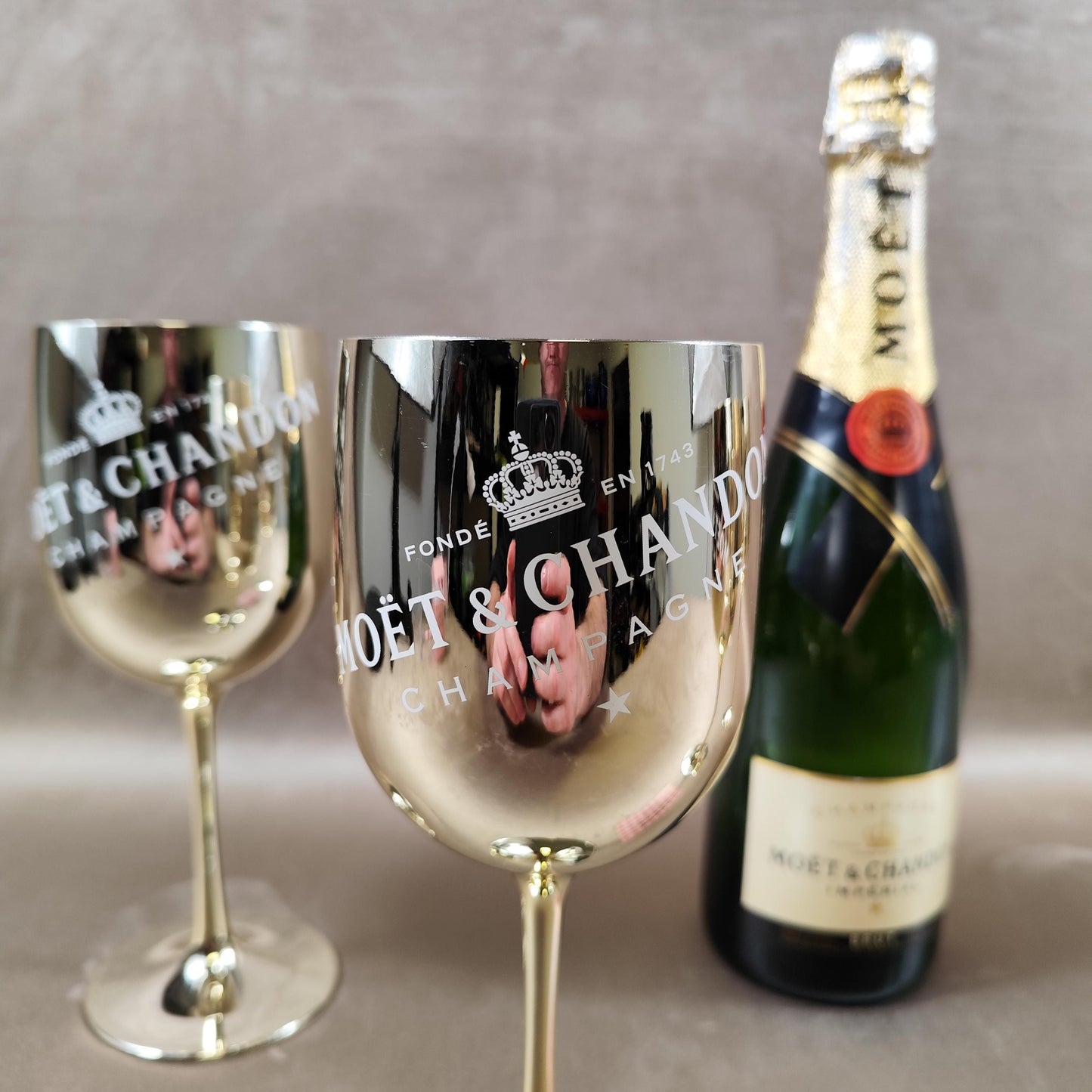 Lot de 4 flûtes à champagne Moët & Chandon Verres plastique doré Champagne