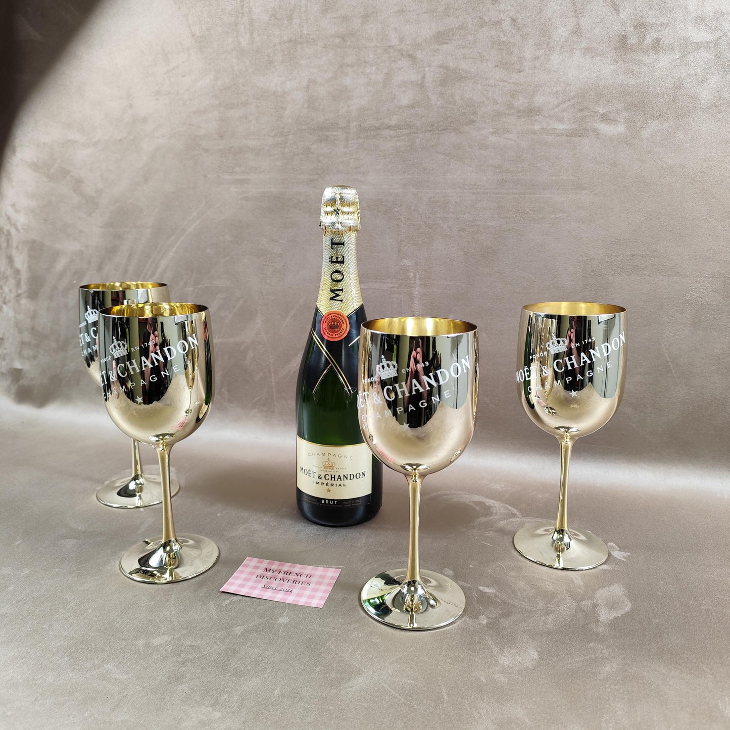 Lot de 4 flûtes à champagne Moët & Chandon Verres plastique doré Champagne