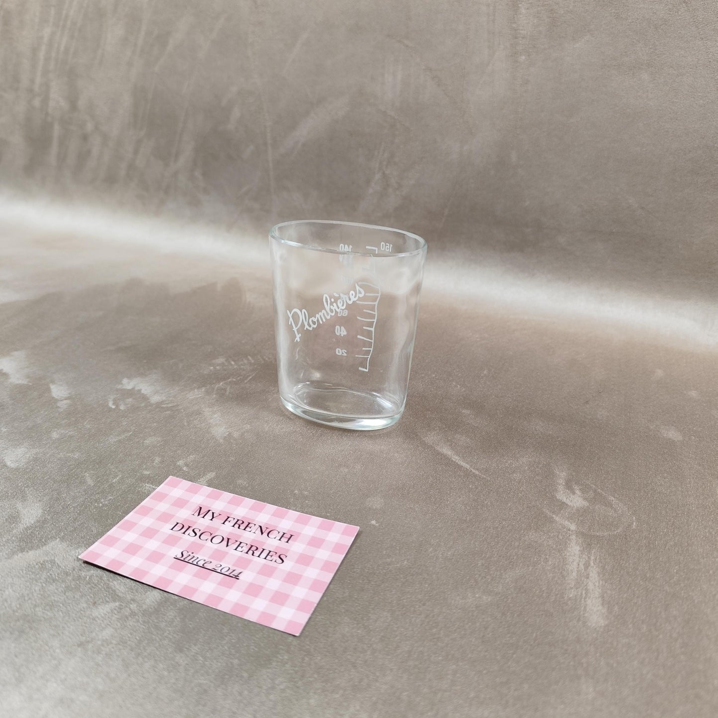 Verre de cure Plombières gradué Verre curiste ancien avec étui paille et cuir