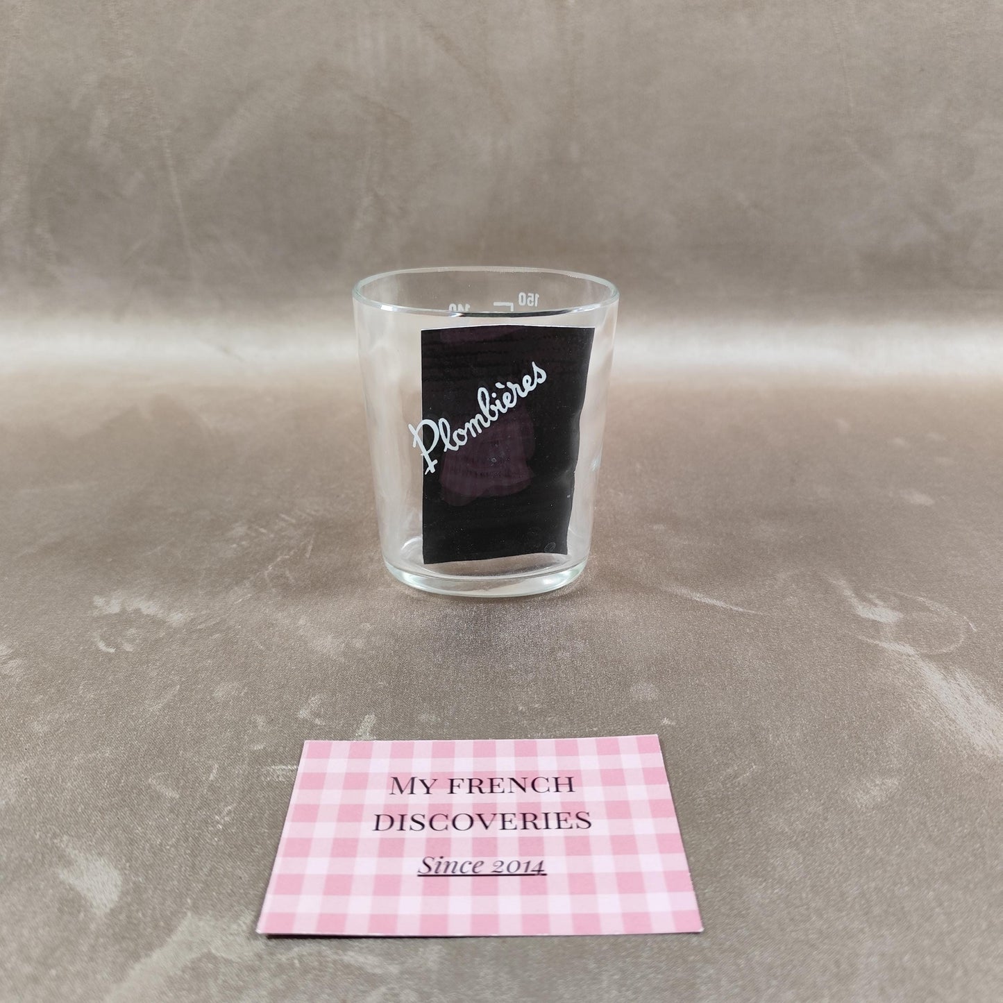 Verre de cure Plombières gradué Verre curiste ancien avec étui paille et cuir